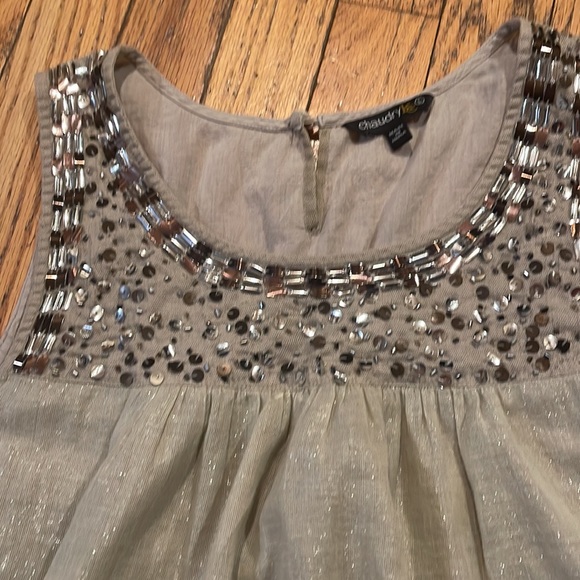 Chaudry kc size large Tan sequence top - Picture 2 of 4